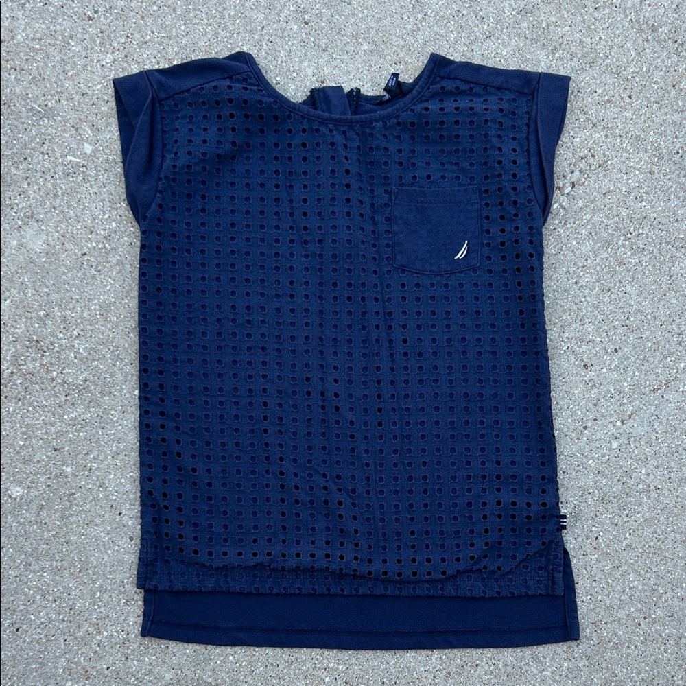 Nautica Kids Navy Eyelet Short Sleeve Tee